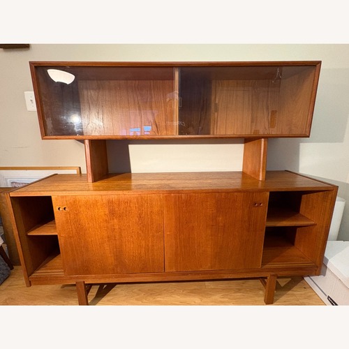 Used Danish Modern Teak Credenza With Display Case for sale on AptDeco
