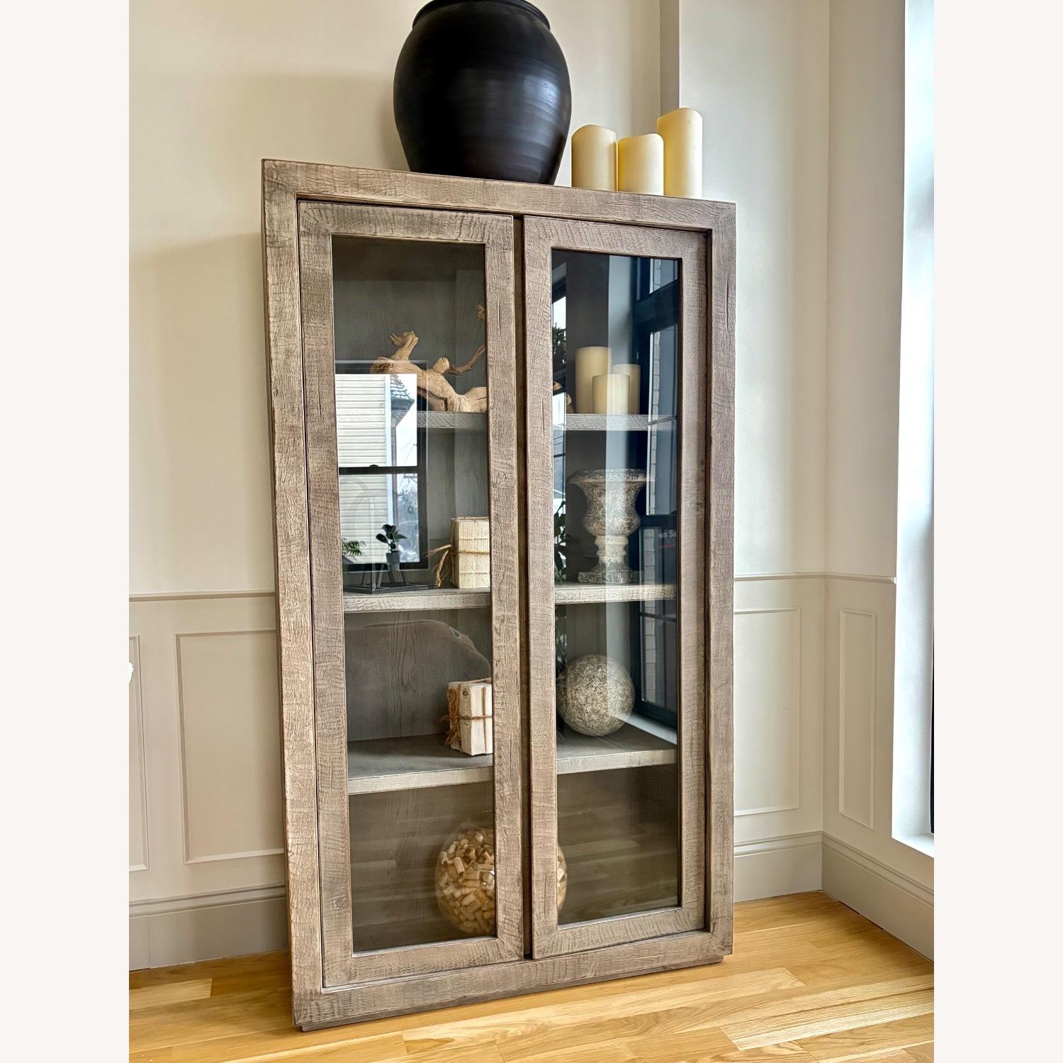 Restoration Hardware Light Gray Wood Armoire - image-2