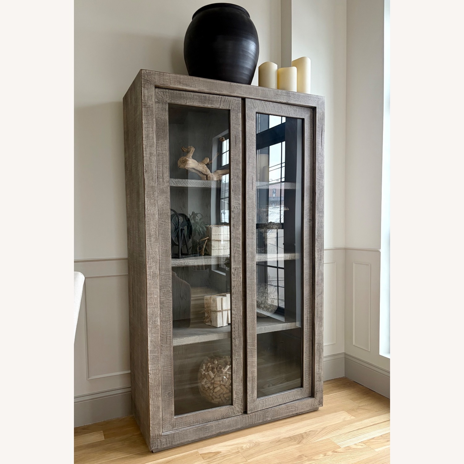 Restoration Hardware Light Gray Wood Armoire - image-1