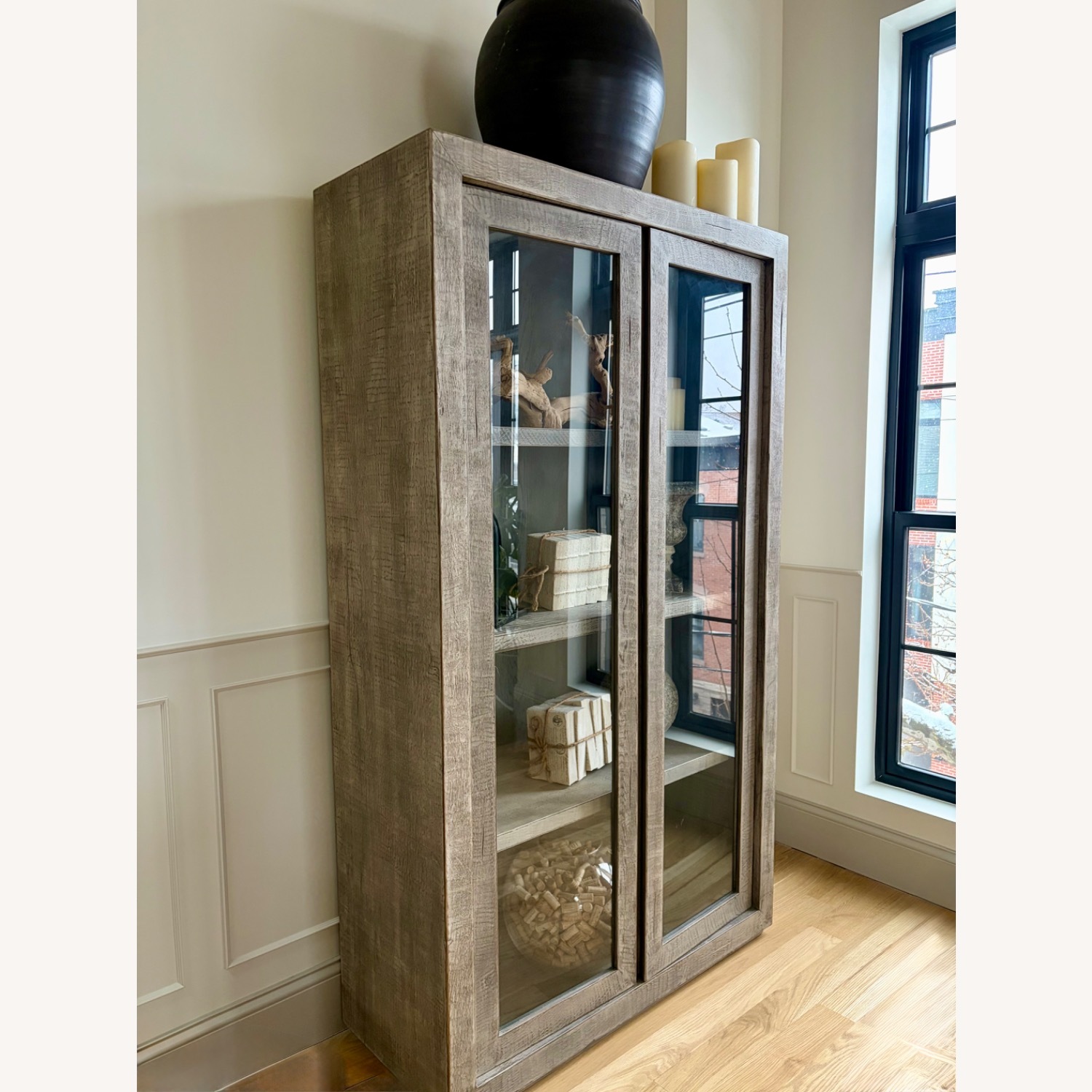 Restoration Hardware Light Gray Wood Armoire - image-3