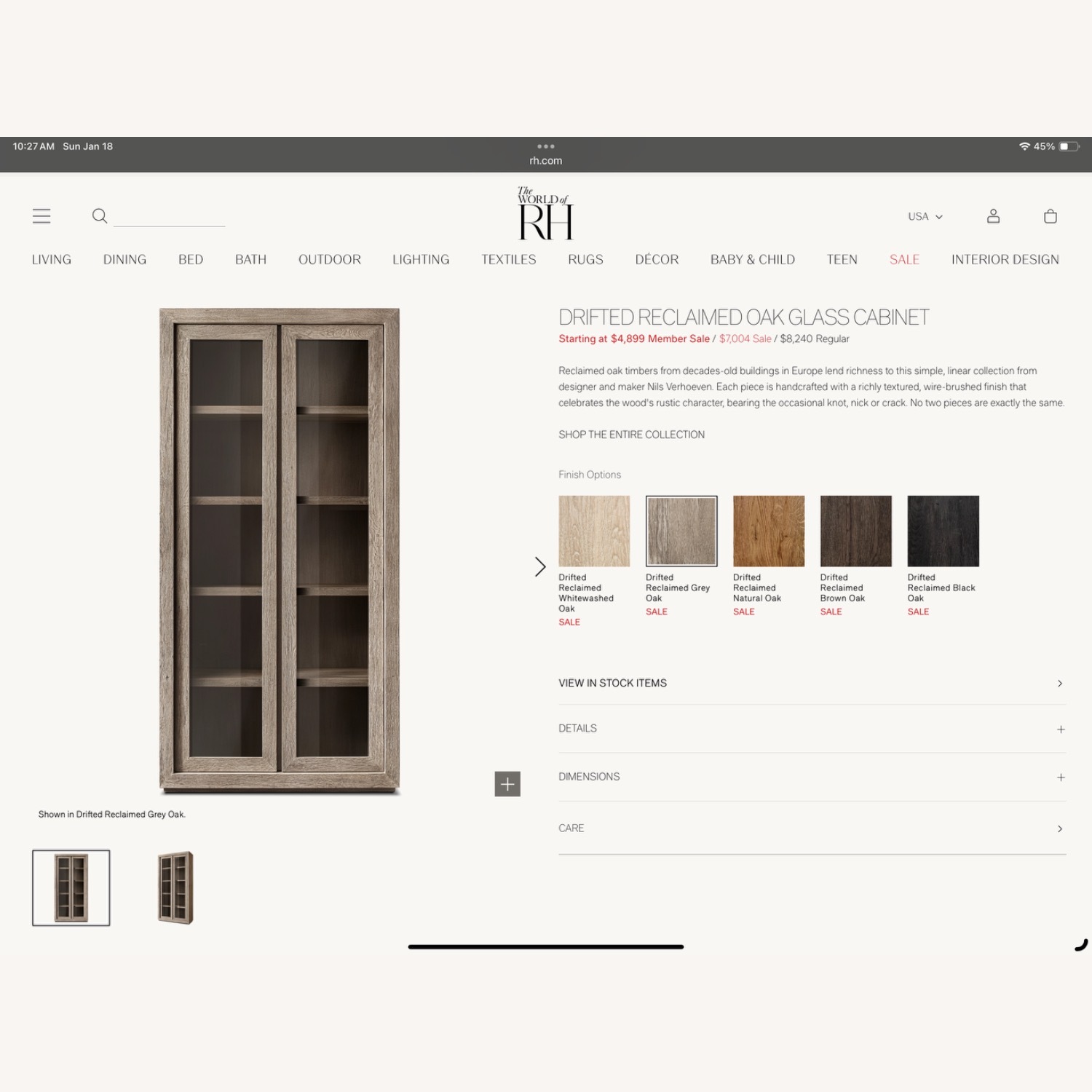 Restoration Hardware Light Gray Wood Armoire - image-4