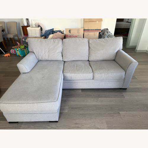 Used Jonathan Louis Gray 3 Seat Couch with Chaise  for sale on AptDeco