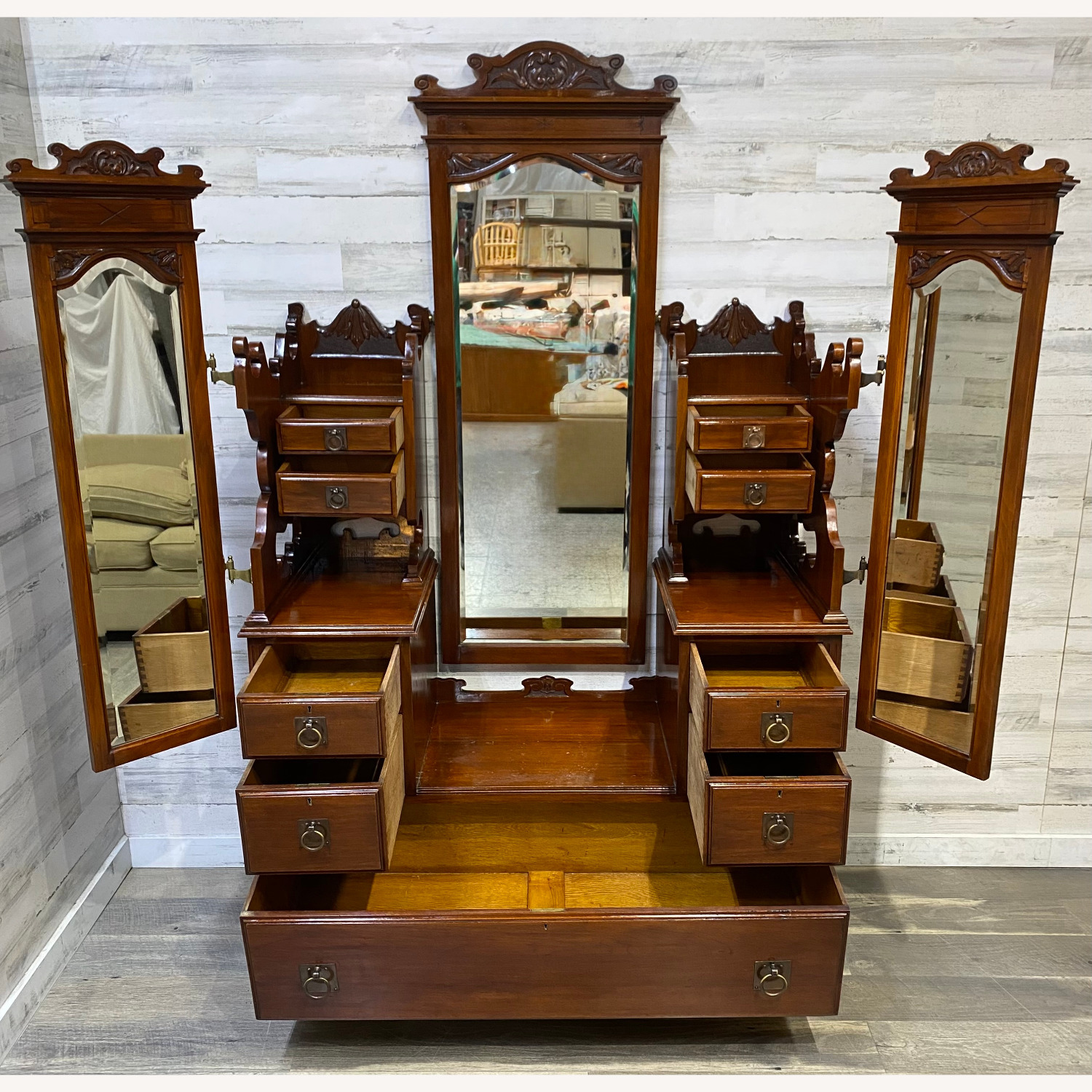 Antique Victorian Vanity Dresser - image-9
