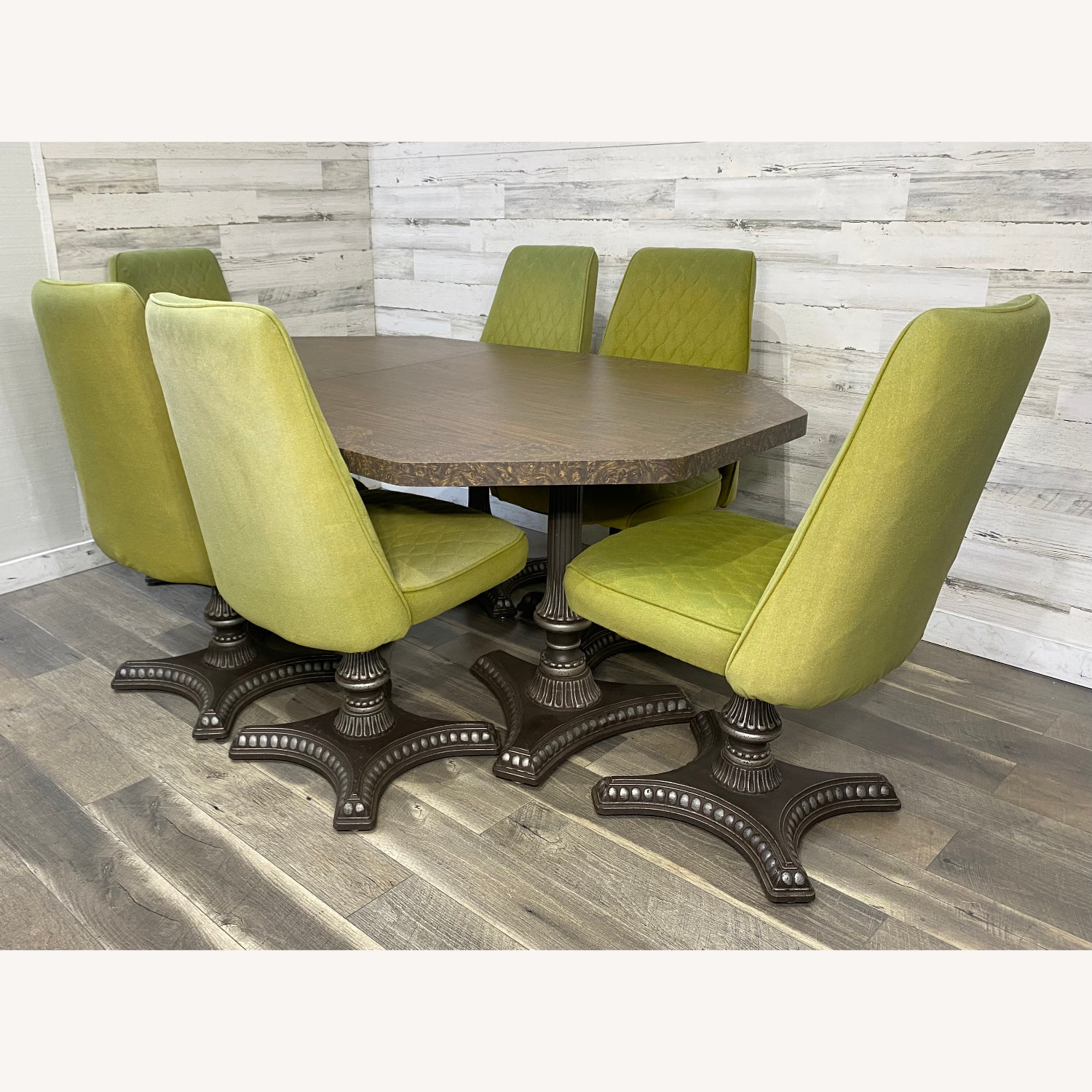 American Metalcraft Mid Century Dining Set Green Chairs Metal Craft - image-1