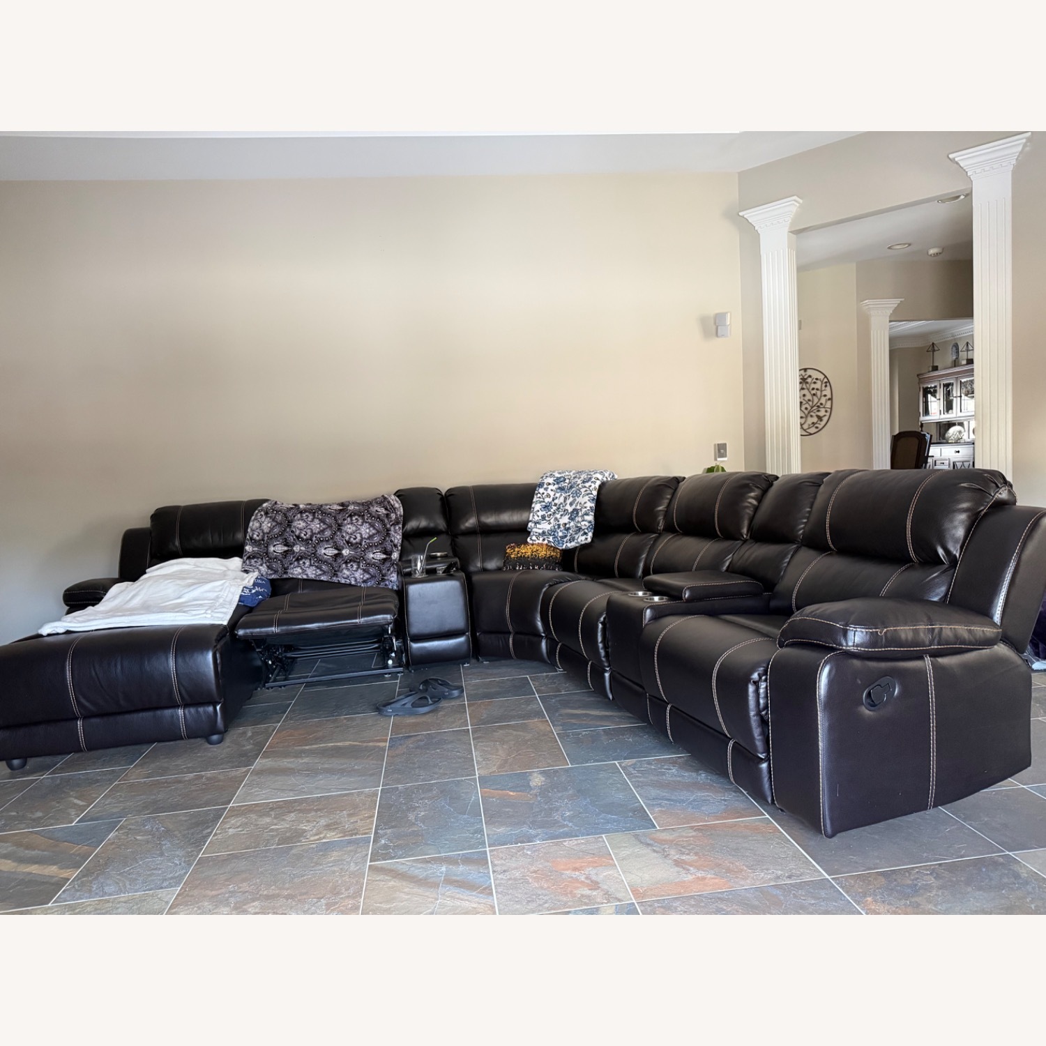 Ashley Furniture Leather 3+ Piece Sectional - image-1