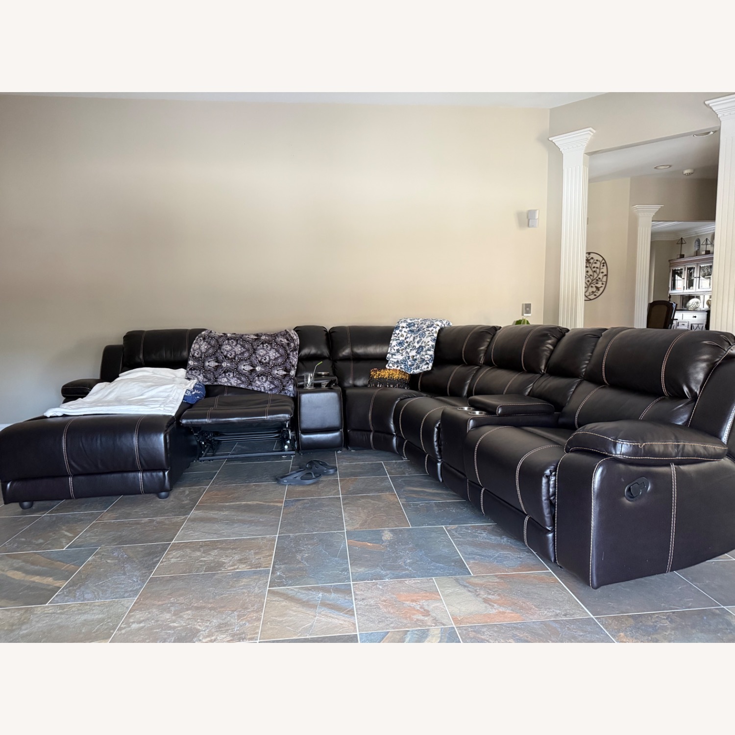 Ashley Furniture Leather 3+ Piece Sectional - image-2