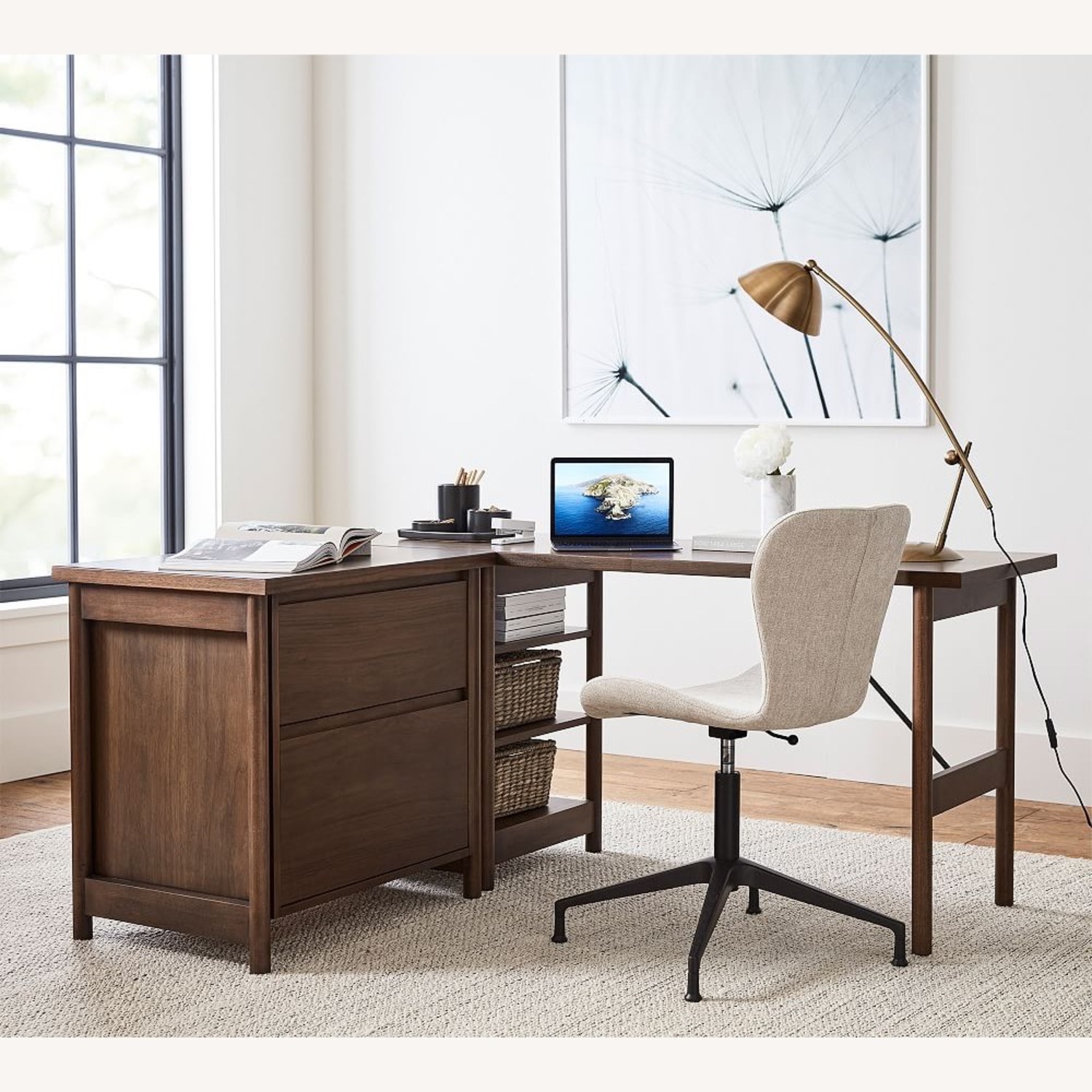 Pottery Barn Solid Wood Desk and File Cabinet  - image-2