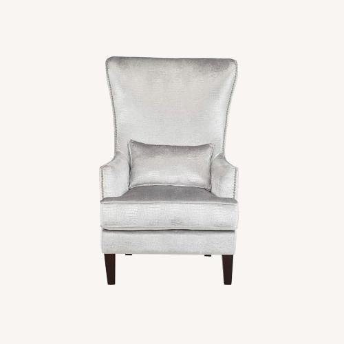 Used Light Gray Velvet Armchair Wingback Accent Chairs for sale on AptDeco