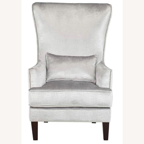 Used Light Gray Velvet Armchair Wingback Accent Chairs for sale on AptDeco