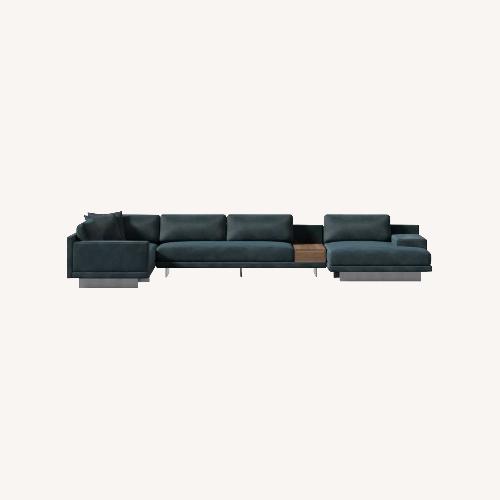 Used Rove Concepts Dresden Blue Velvet Sectional for sale on AptDeco
