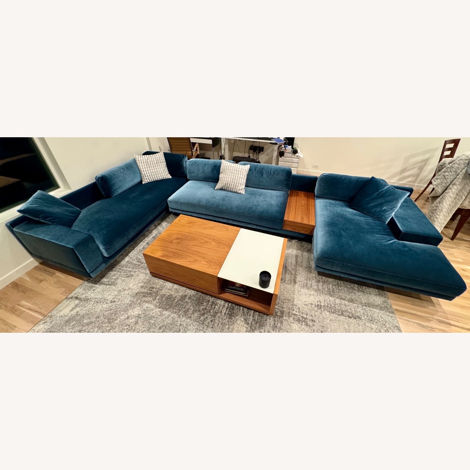 Rove Concepts Dresden Blue Velvet Sectional - image-1