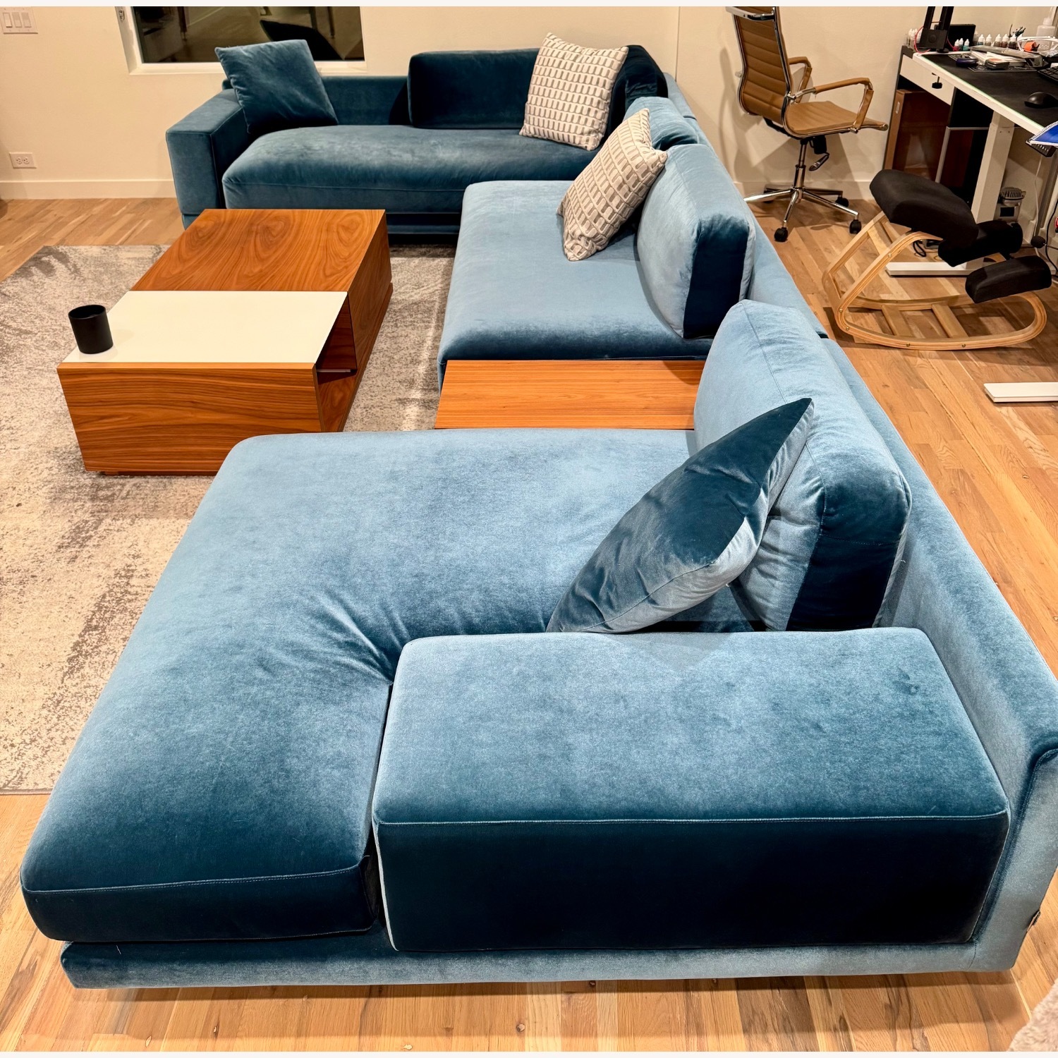 Rove Concepts Dresden Blue Velvet Sectional - image-2