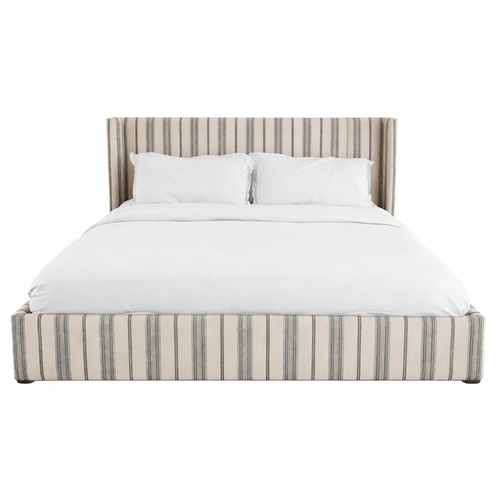 Used Arhaus Wyller King Bed in Natural Sophie Chia Stripe for sale on AptDeco