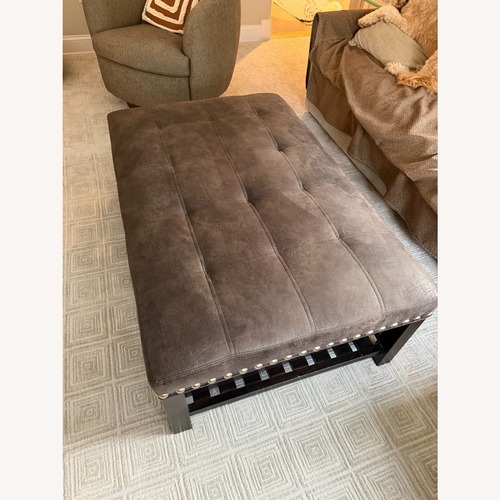 Used Arhaus Dark Brown Leather Coffee Table for sale on AptDeco