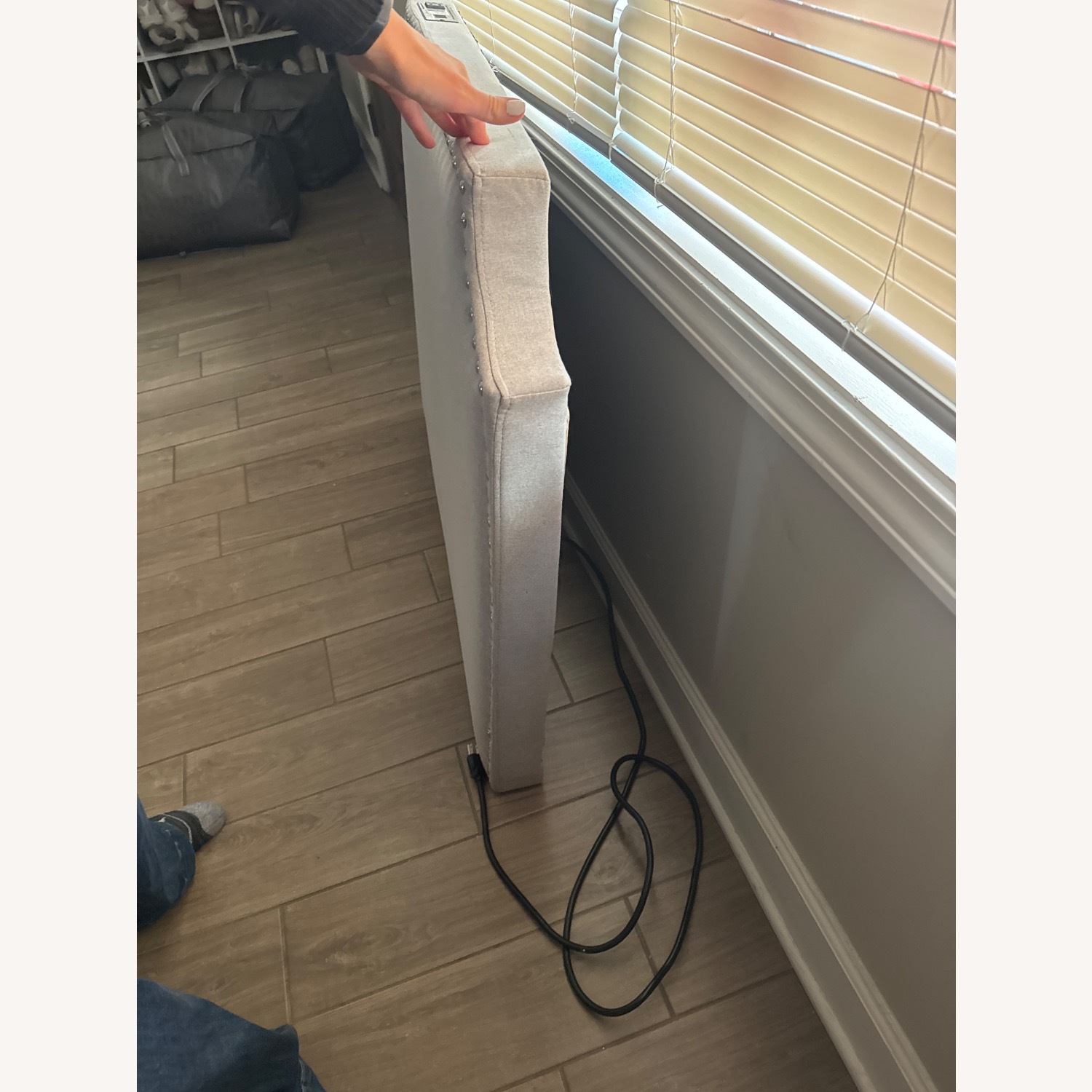 Baxton Studio Light Gray Fabric Headboard - image-3