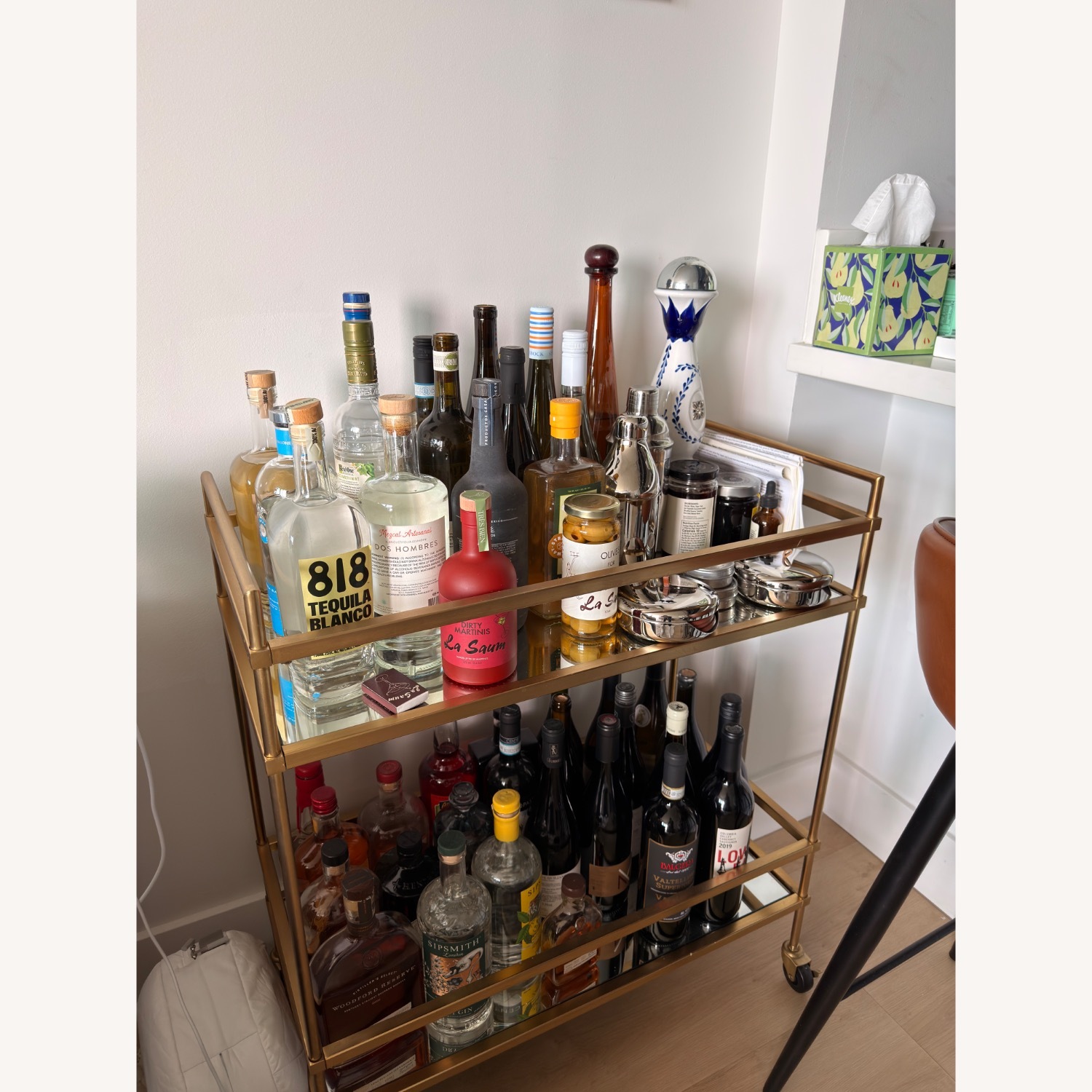 West Elm Terrace Bar Cart Brass - image-1