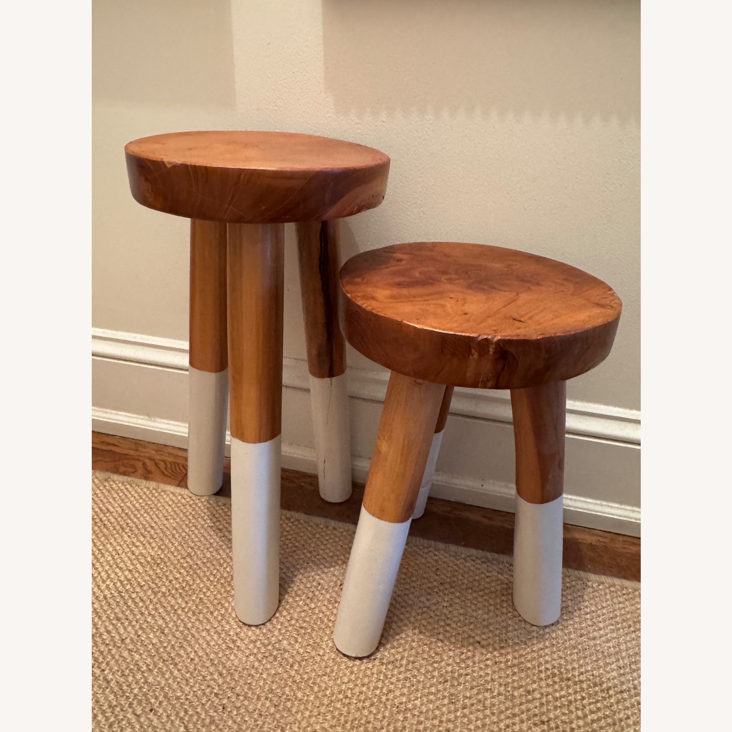 Pair of Serena & Lily Dip-Dyed Stools - image-1