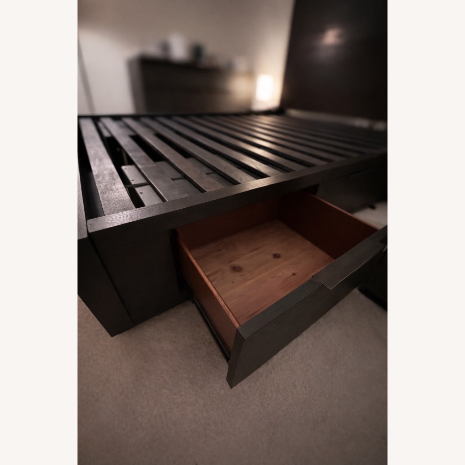 Living Spaces Dark Wood Queen Bed - image-3