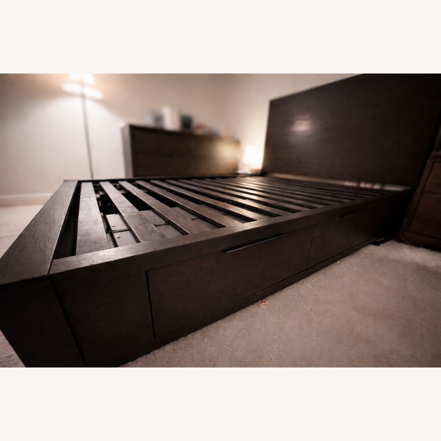 Living Spaces Dark Wood Queen Bed - image-2