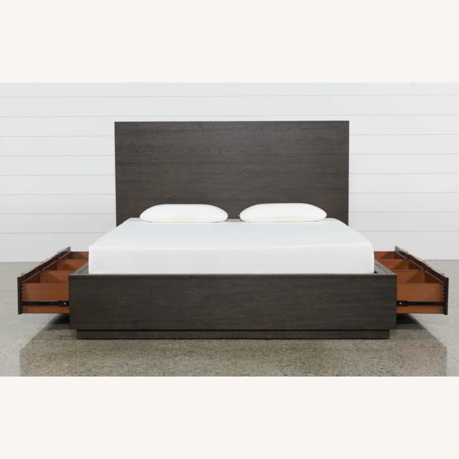 Living Spaces Dark Wood Queen Bed - image-5