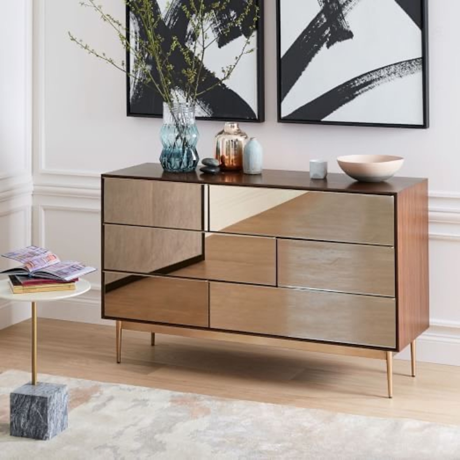 West Elm Nouveau Mirror 6-Drawer Dresser - image-1