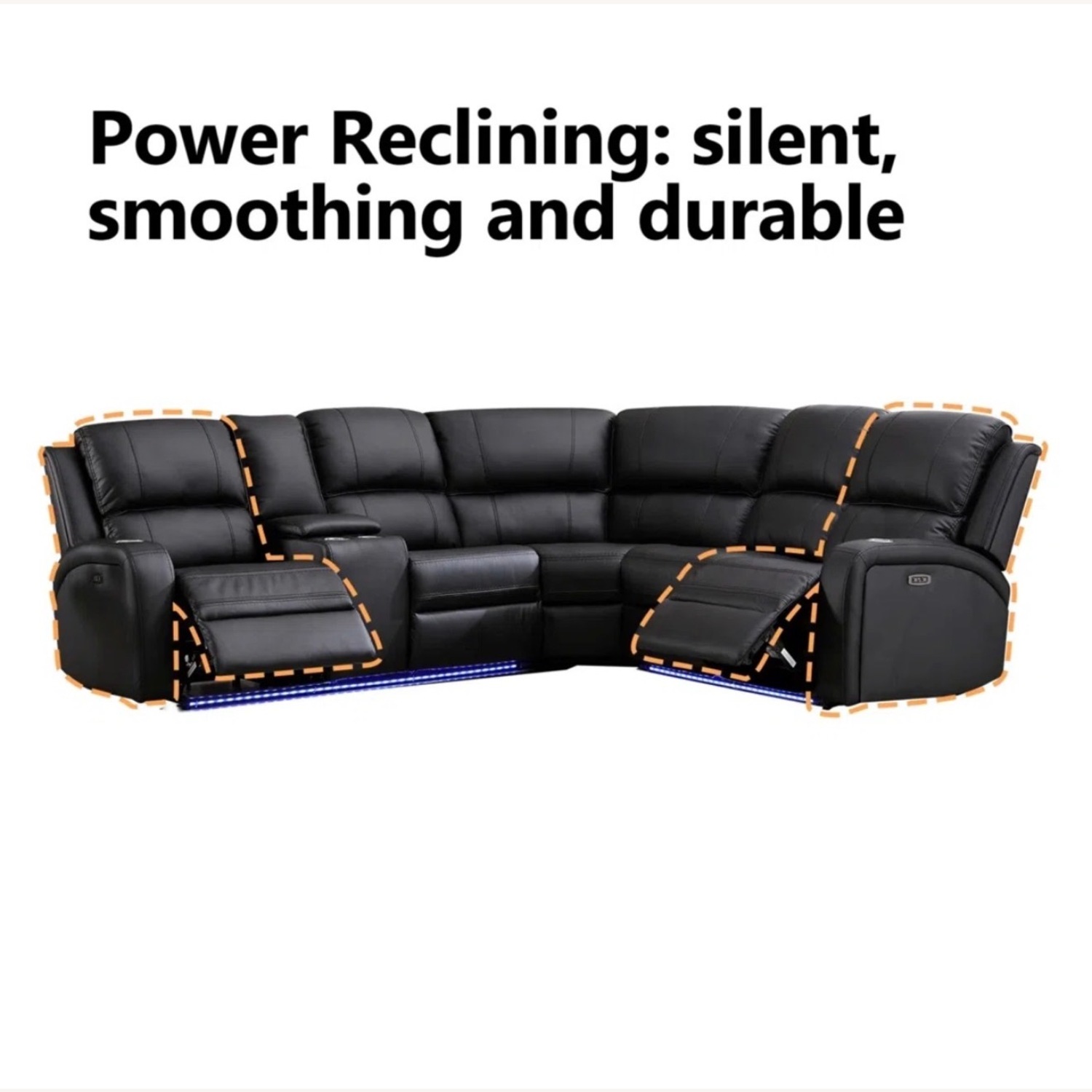 Wayfair Black Faux Leather 3+ Seater Sofa - image-7