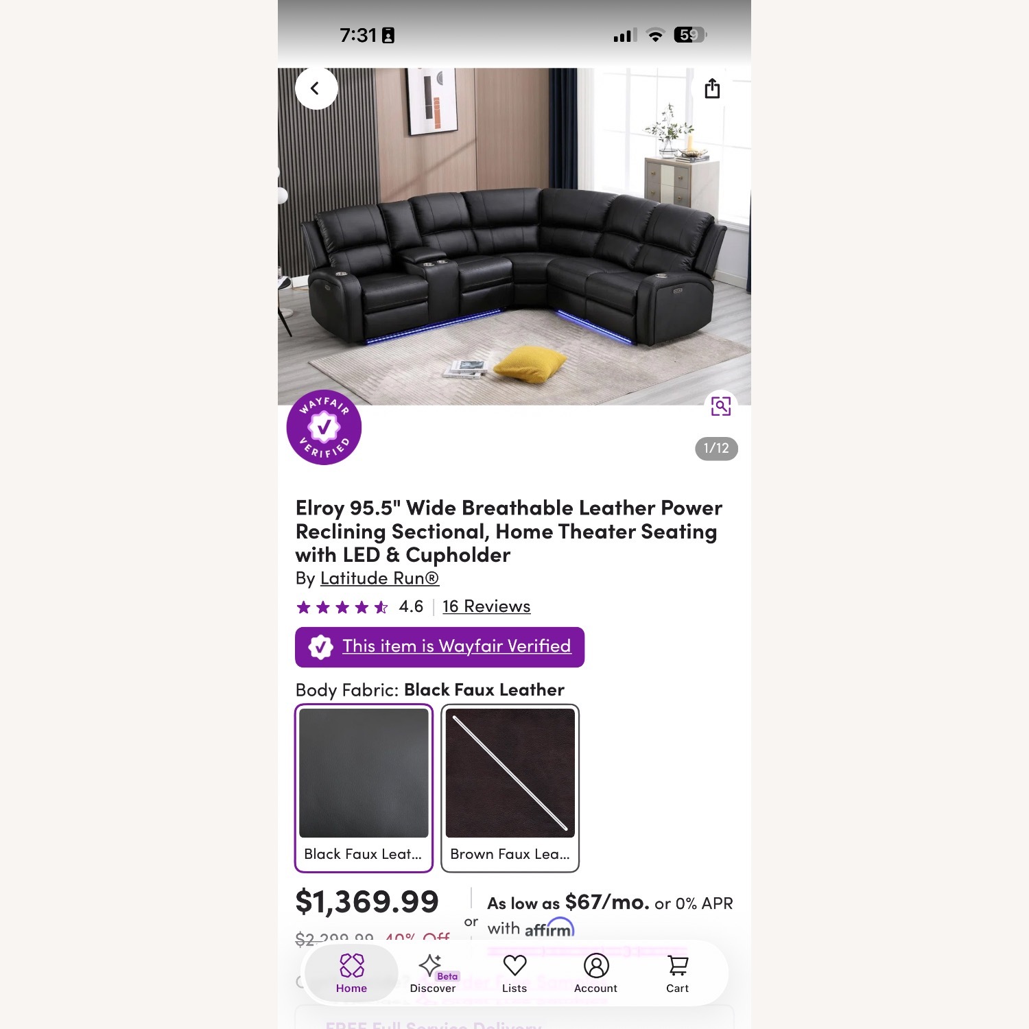 Wayfair Black Faux Leather 3+ Seater Sofa - image-4