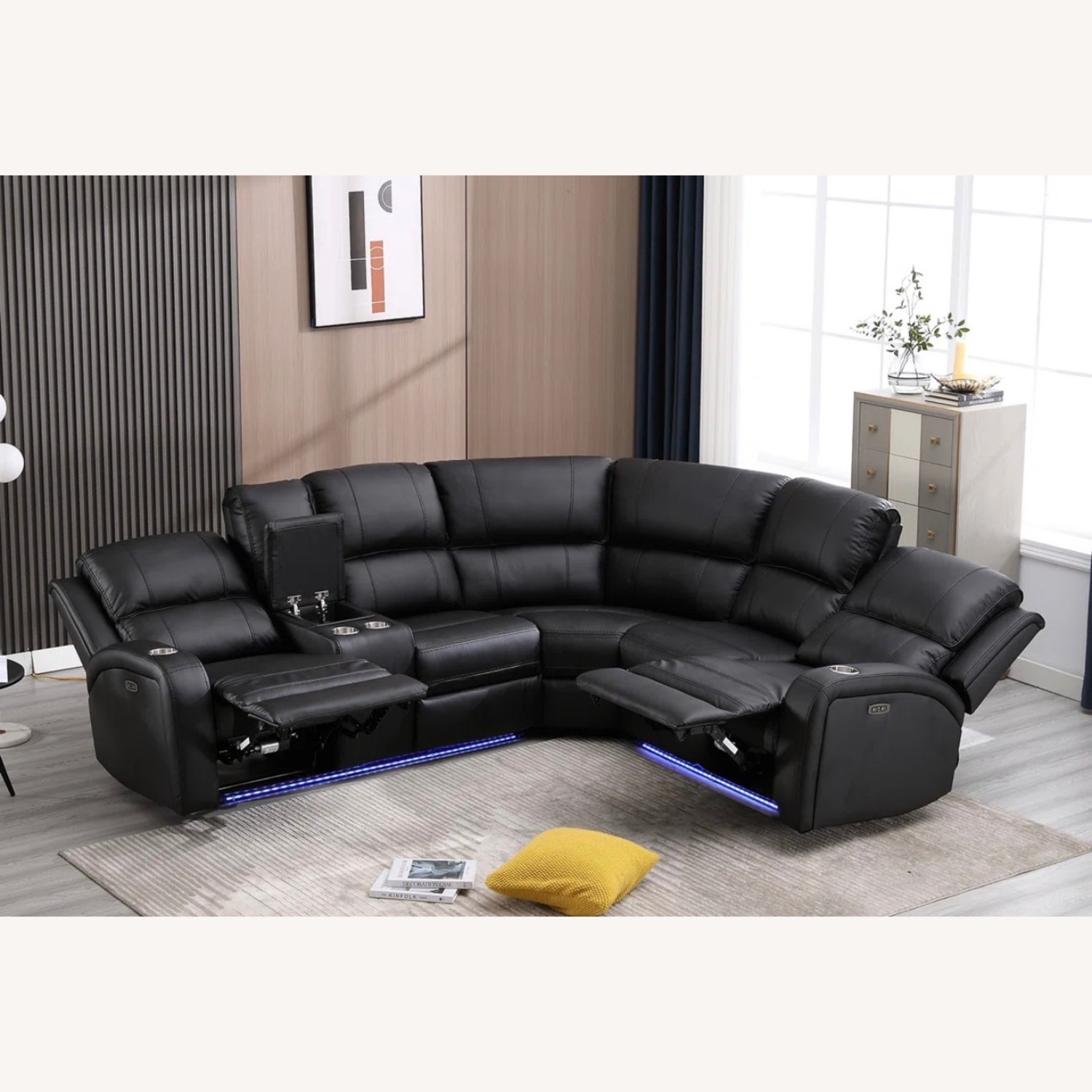 Wayfair Black Faux Leather 3+ Seater Sofa - image-8