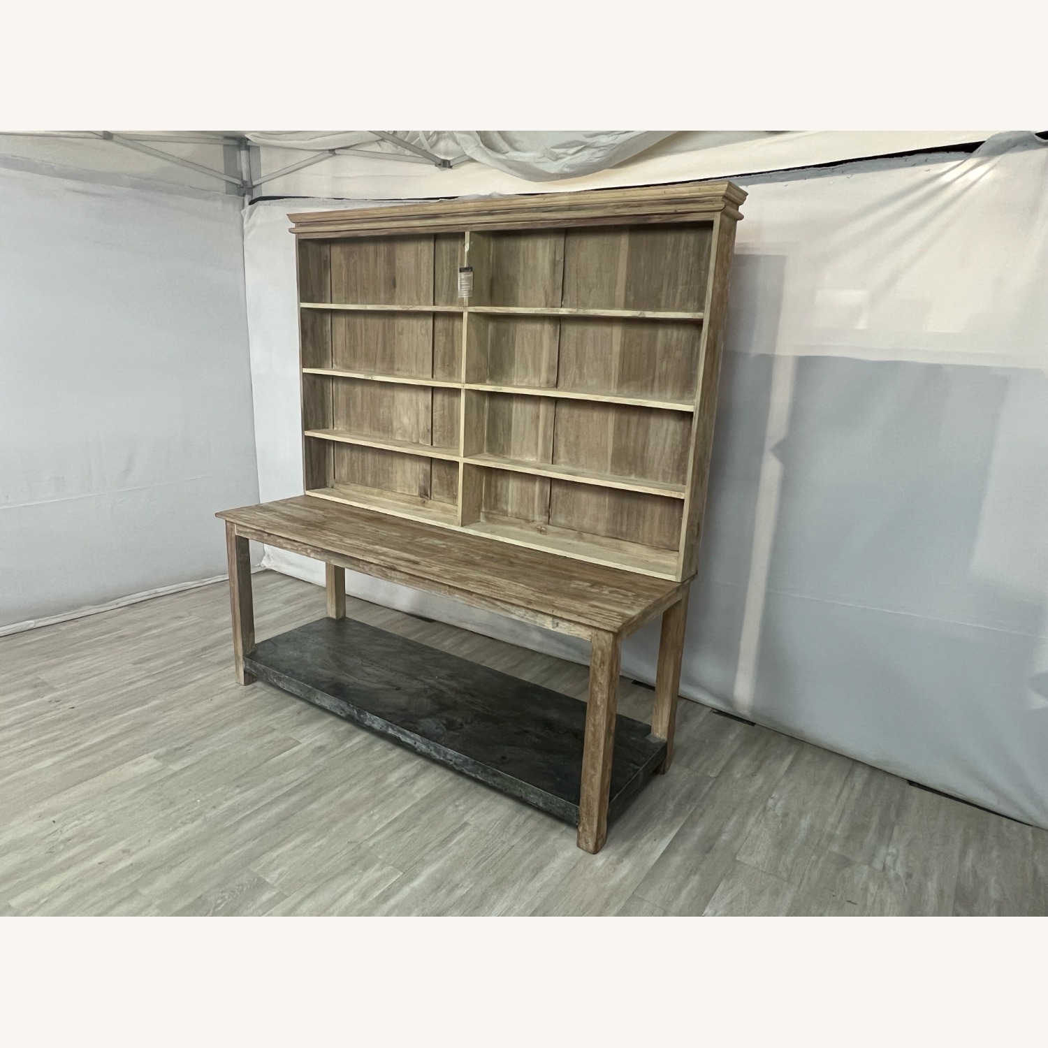 Creative Co-Op 2-Piece Wood, Metal Hutch, Shelves - image-2