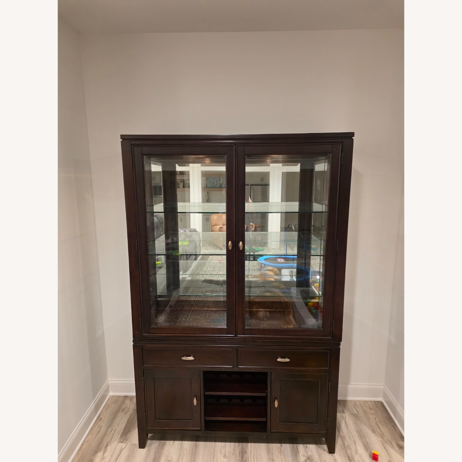 Havertys Solid Wood Mirrored Back China Cabinet - image-1