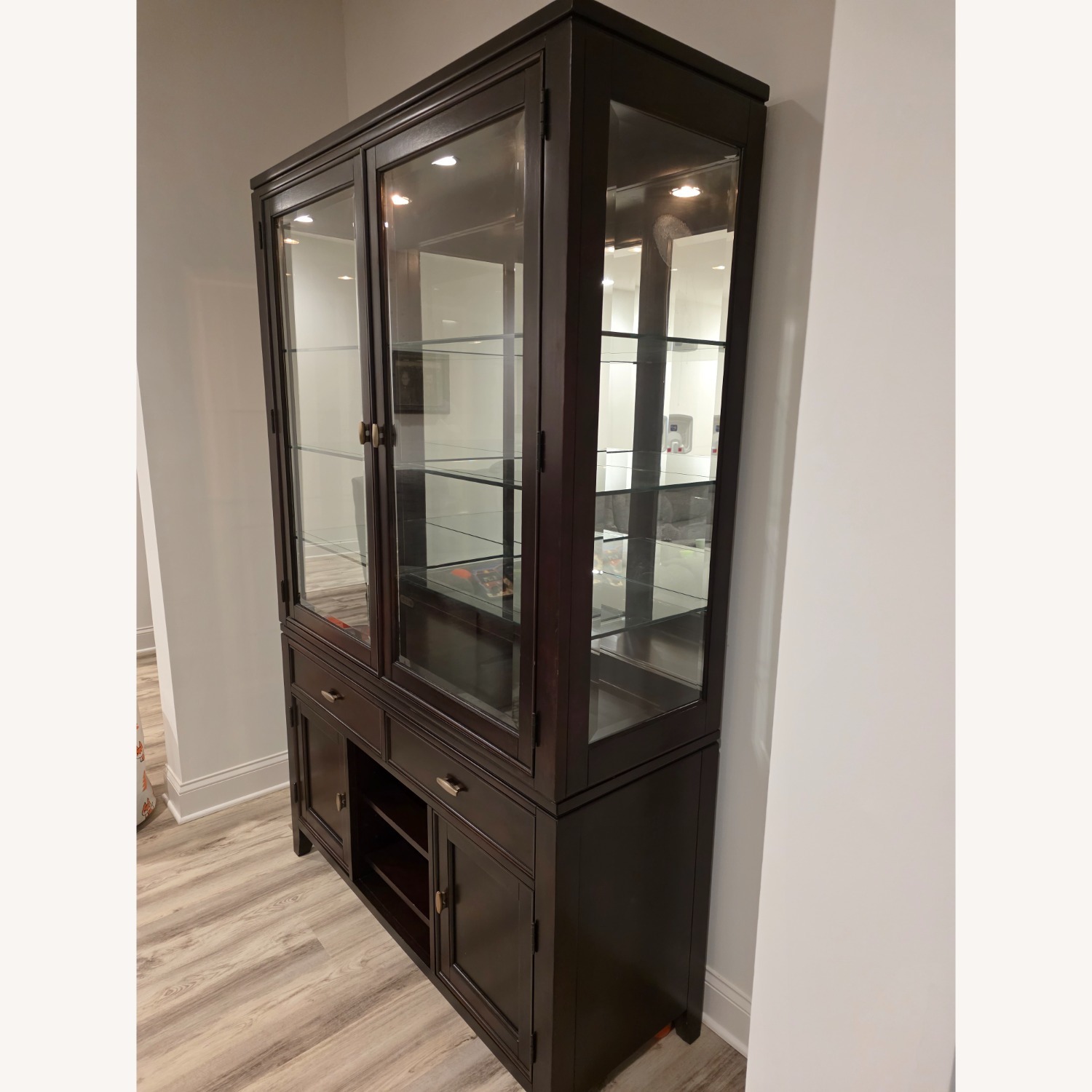 Havertys Solid Wood Mirrored Back China Cabinet - image-3