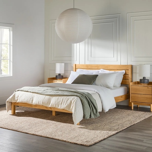 Used Wayfair Natural Wood Queen Bed for sale on AptDeco