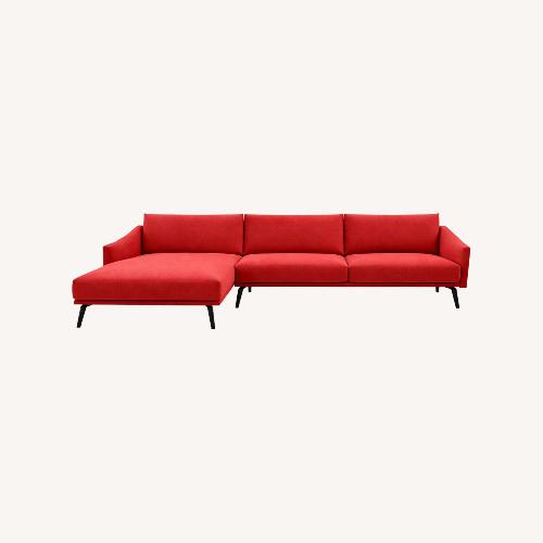 Used Design Within Reach Costura Red Fabric 2 Piece Sectional for sale on AptDeco