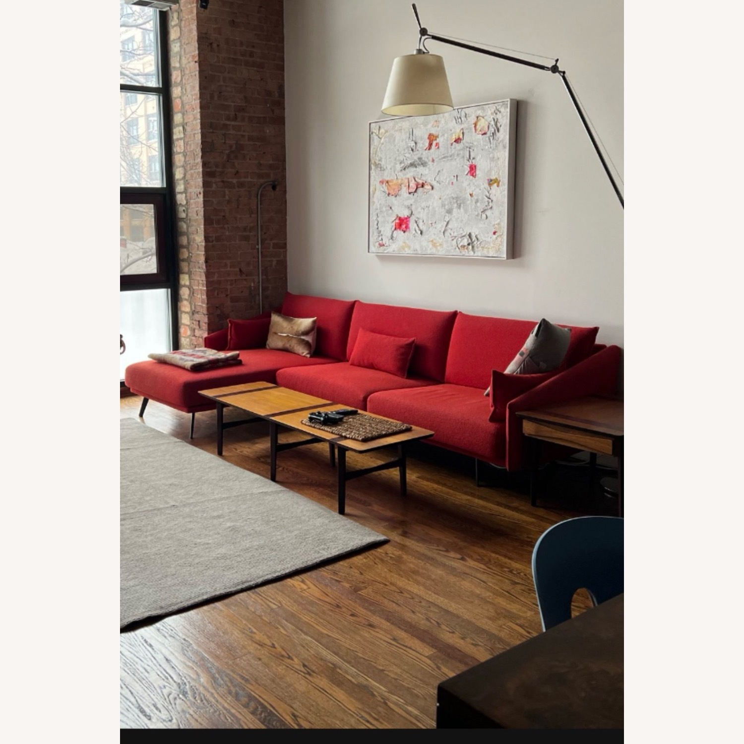 Design Within Reach Costura Red Fabric 2 Piece Sectional - image-2