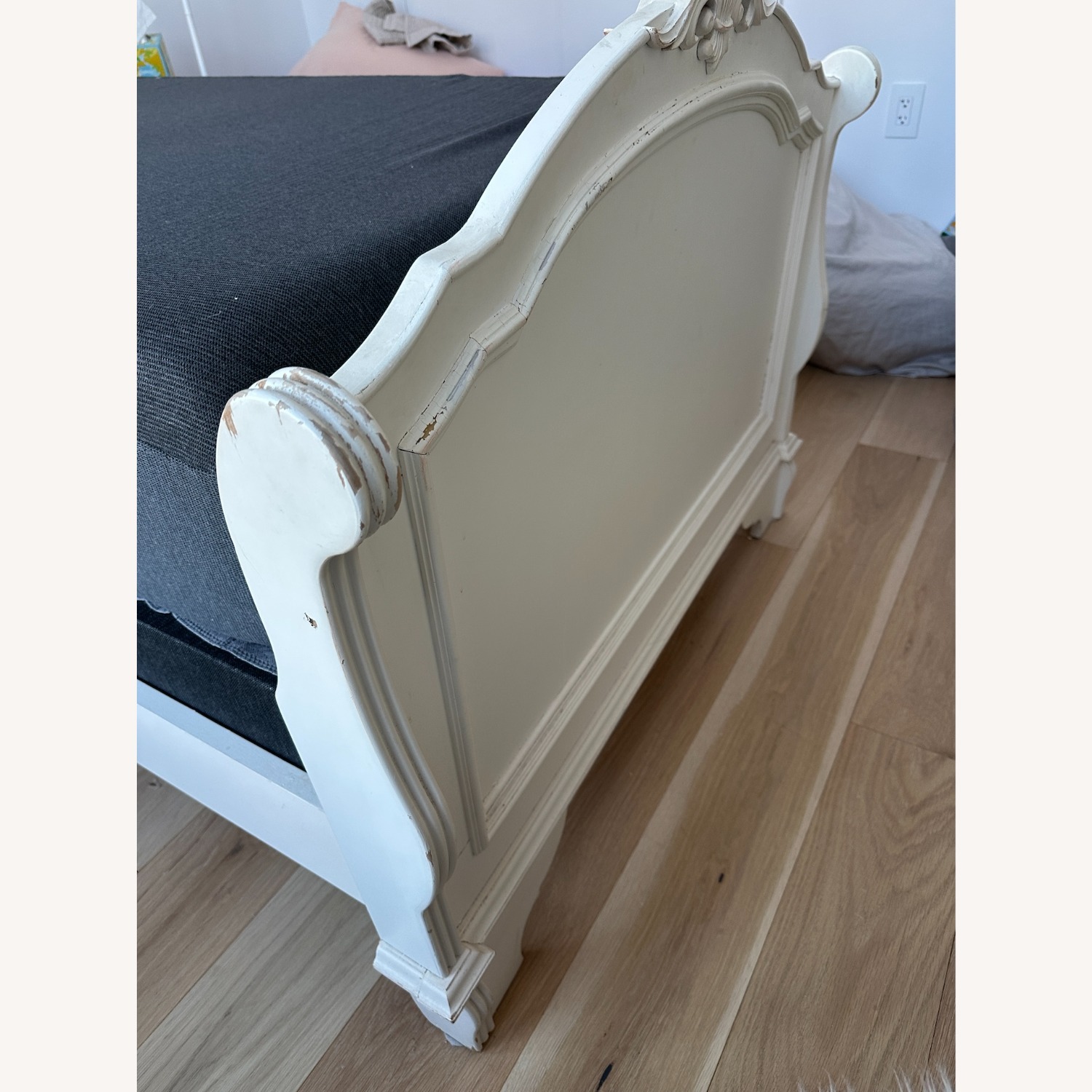 Vintage/Antique White Wood Twin Bed - image-5