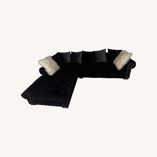 Used Black Velvet Sectional Sofa  for sale on AptDeco