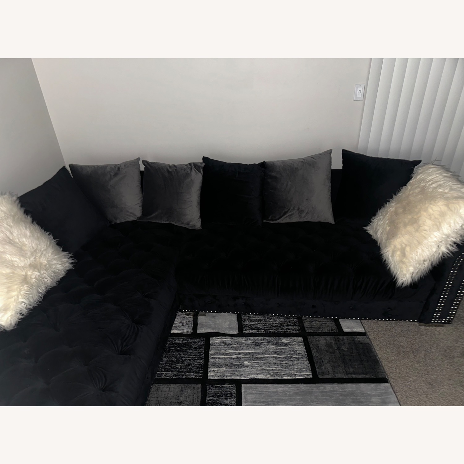 Black Velvet Sectional Sofa  - image-1