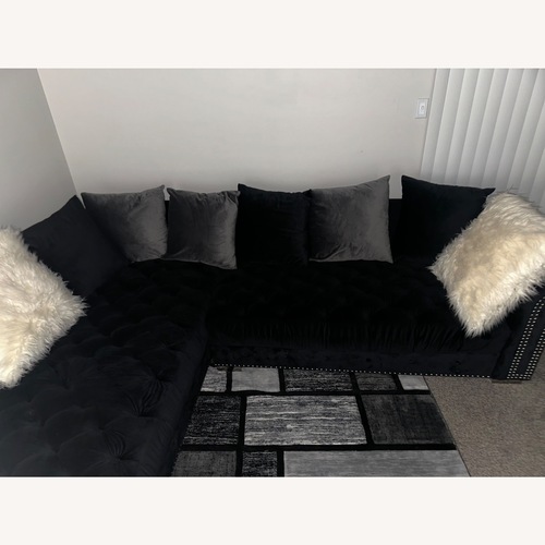 Used Black Velvet Sectional Sofa  for sale on AptDeco