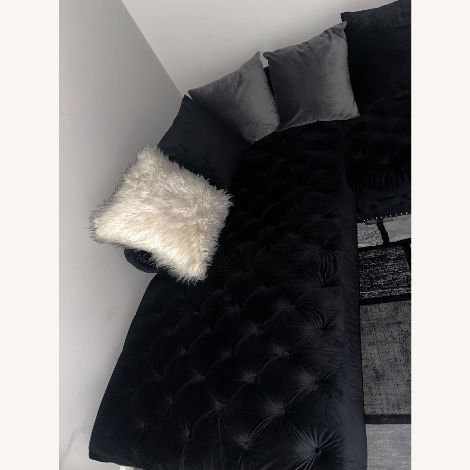 Black Velvet Sectional Sofa  - image-2