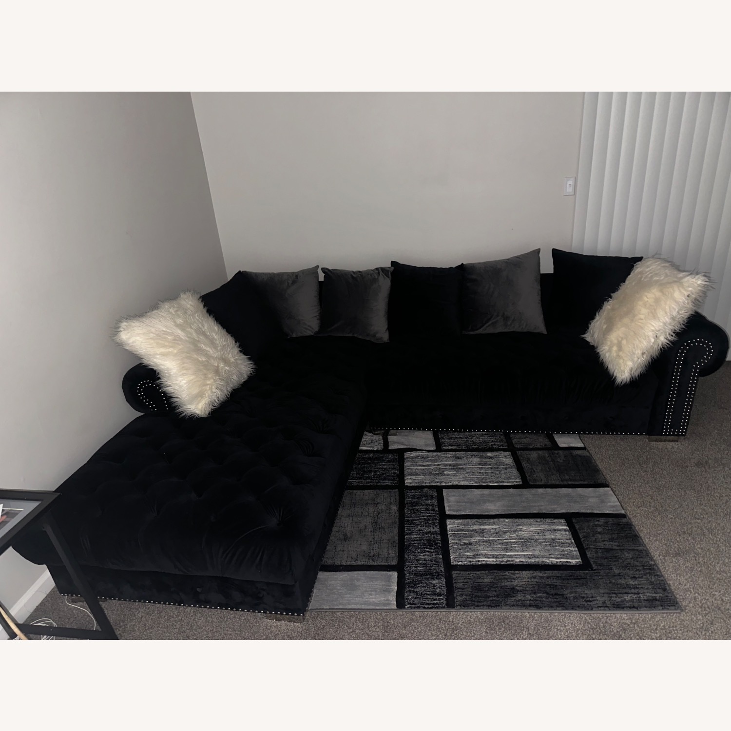 Black Velvet Sectional Sofa  - image-3