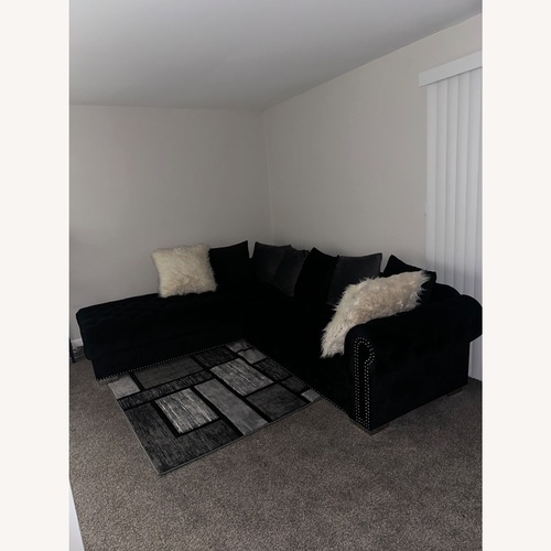 Used Black Velvet Sectional Sofa  for sale on AptDeco