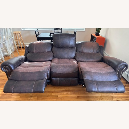 Used Dark Brown Leather 3+ Seater Reclining Sofa for sale on AptDeco