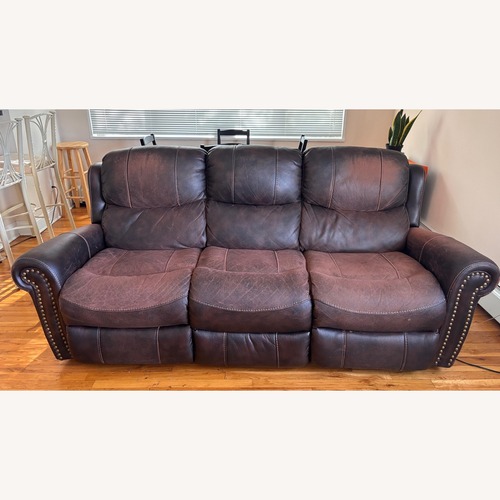 Used Dark Brown Leather 3+ Seater Reclining Sofa for sale on AptDeco