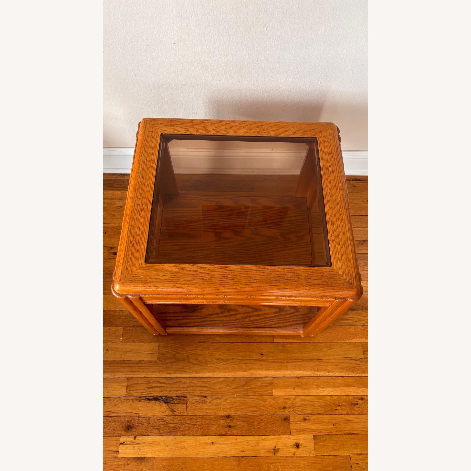 Light Brown Wood Side Glass Top Tables - image-1