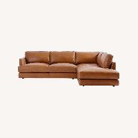 West Elm Light Brown Leather 2 Piece Sectional