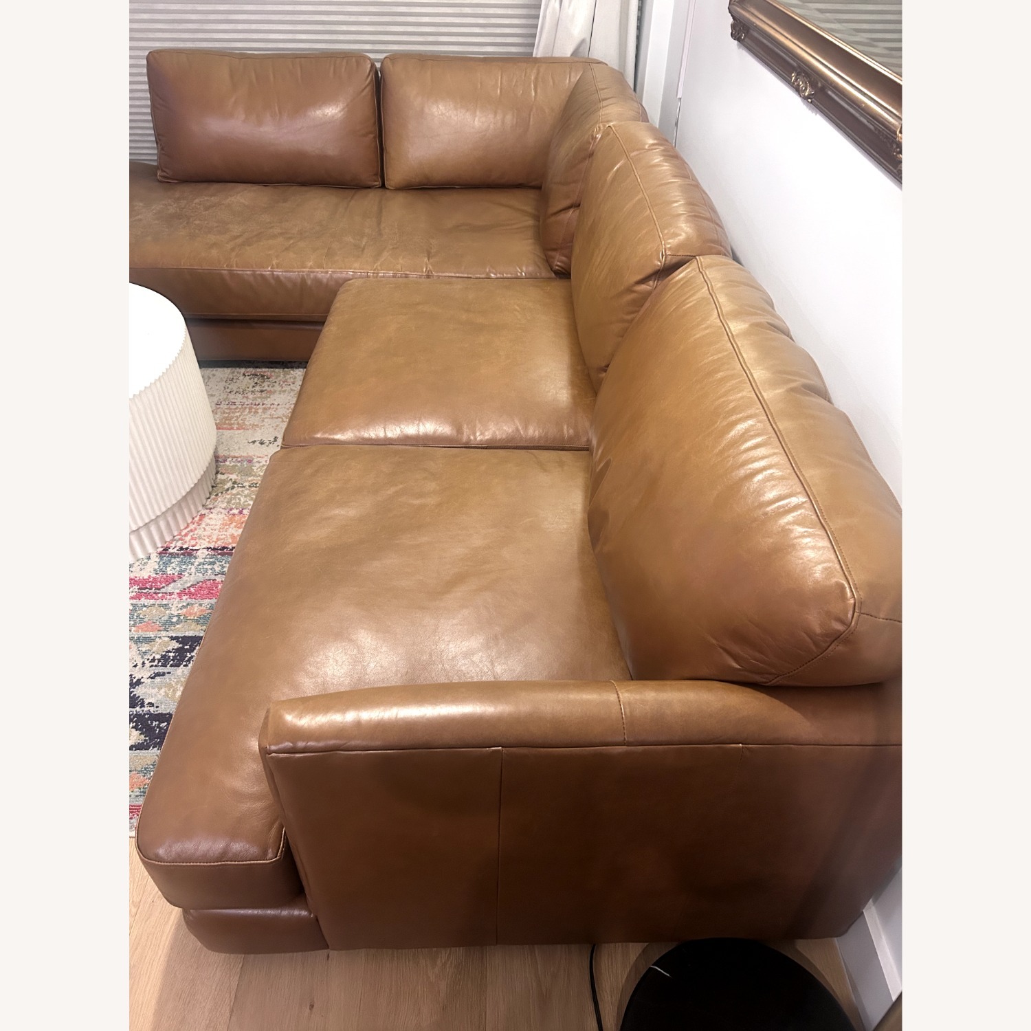 West Elm Light Brown Leather 2 Piece Sectional - image-8