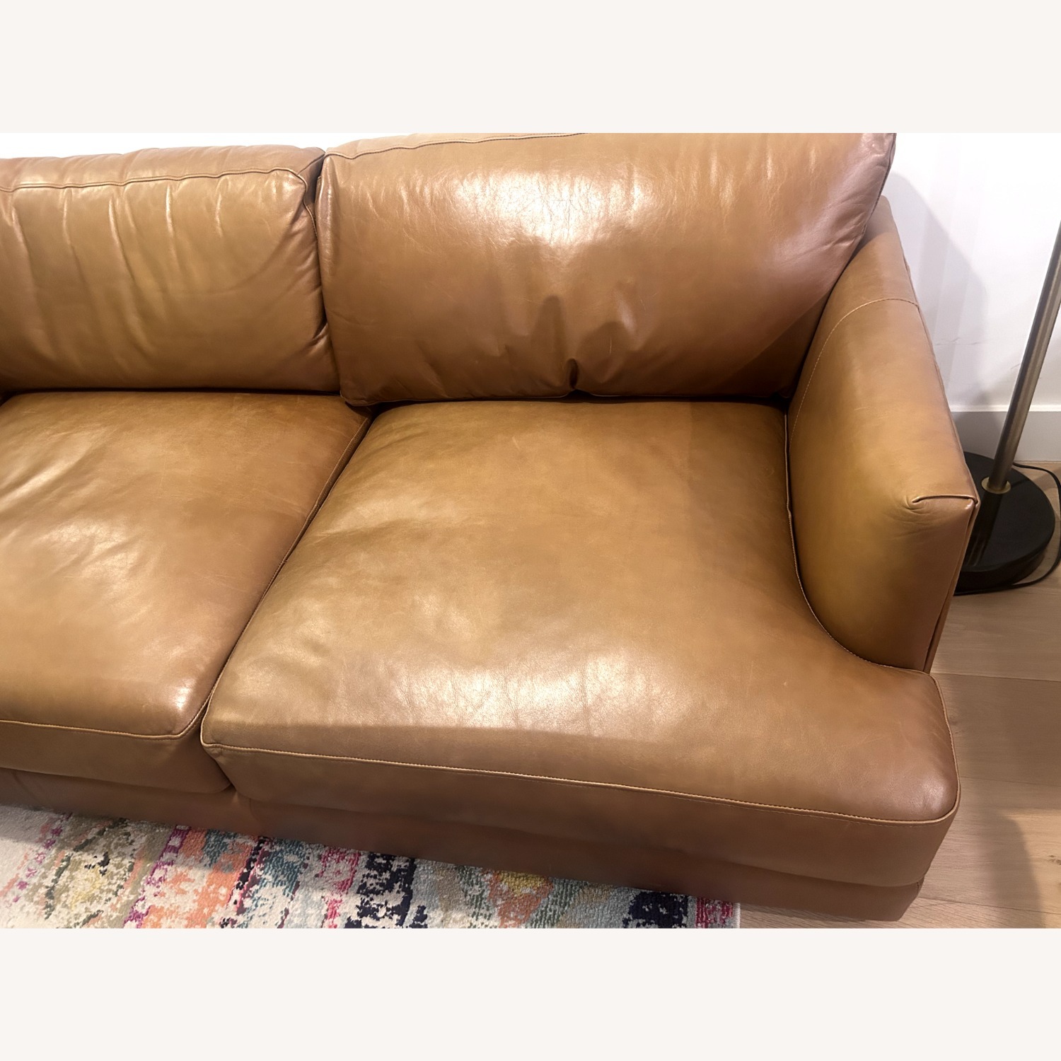 West Elm Light Brown Leather 2 Piece Sectional - image-7