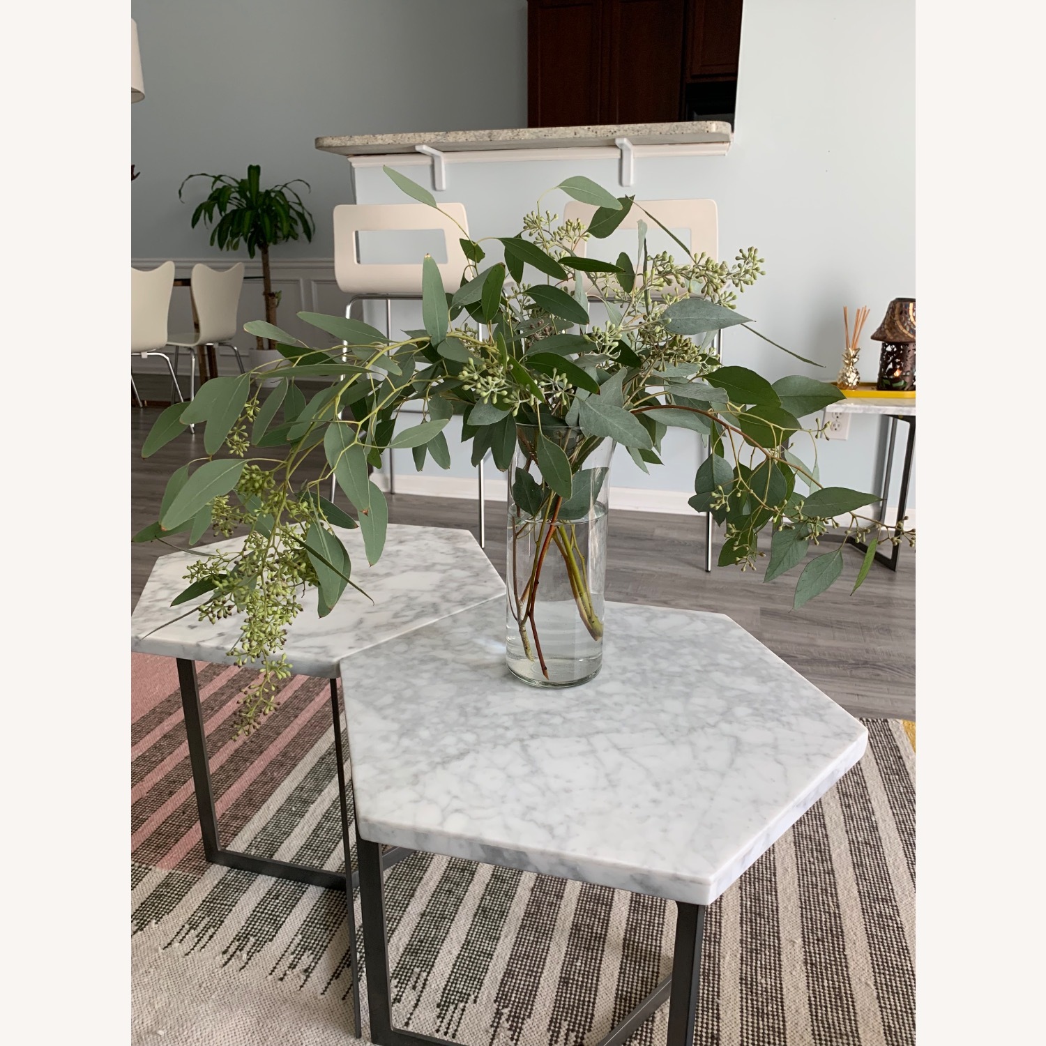 West Elm Hex White Marble Coffee Table - image-2