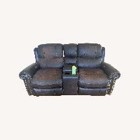 Dark Brown Leather 2 Seater Reclining Sofa 