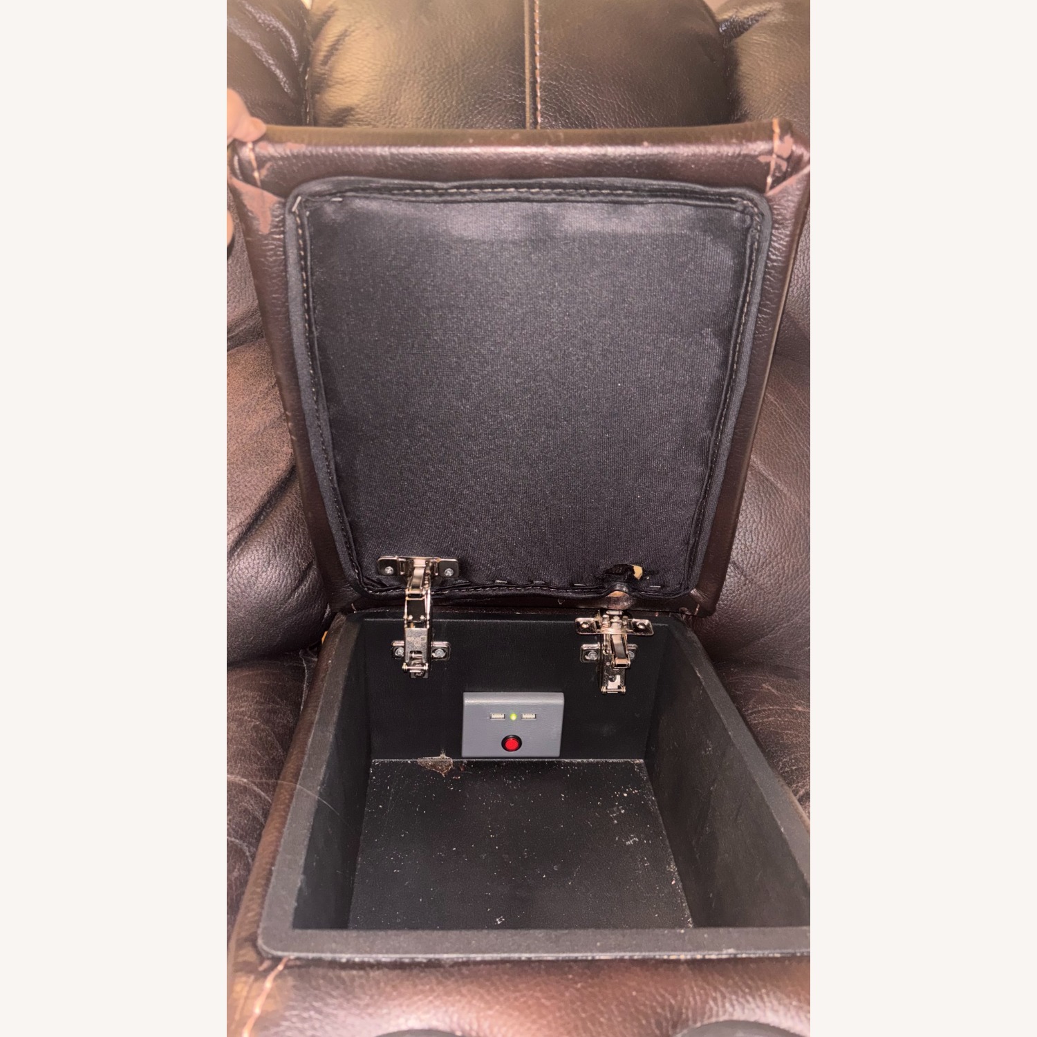 Dark Brown Leather 2 Seater Reclining Sofa  - image-4